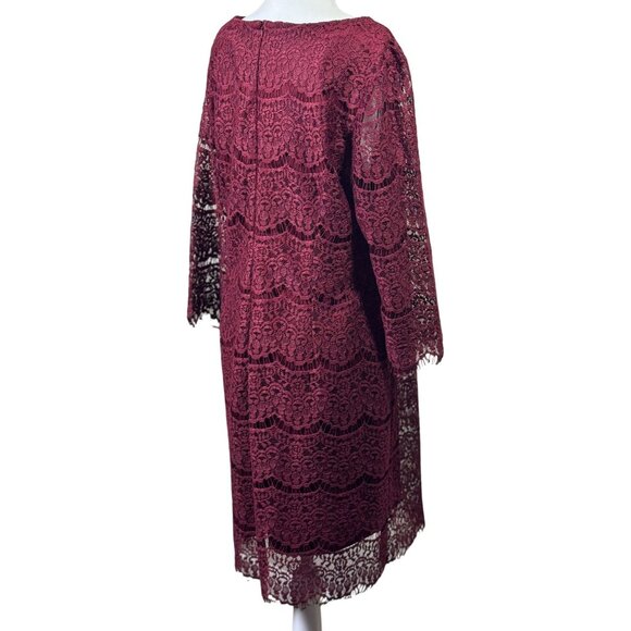RN STUDIO by Ronni Nicole  Size 16 Women Elegant Burgundy Lace Dress Back Zipper - Picture 2 of 10